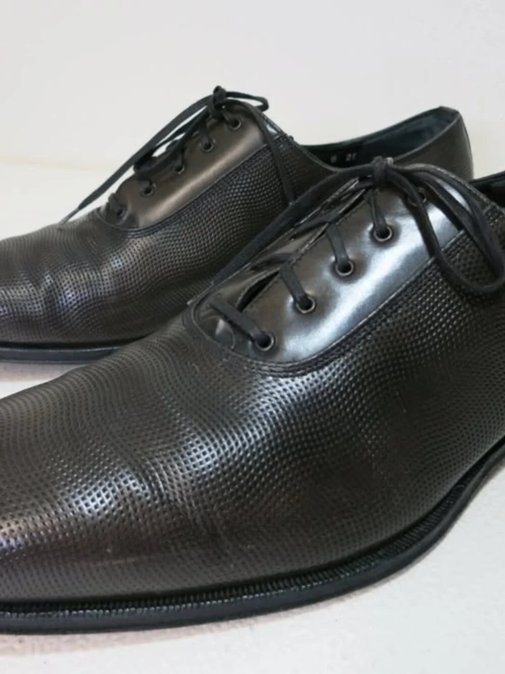 Salvatore Ferragamo Pebbled Grained Leather Plain Toe Oxfords Men's Shoes 8 EE